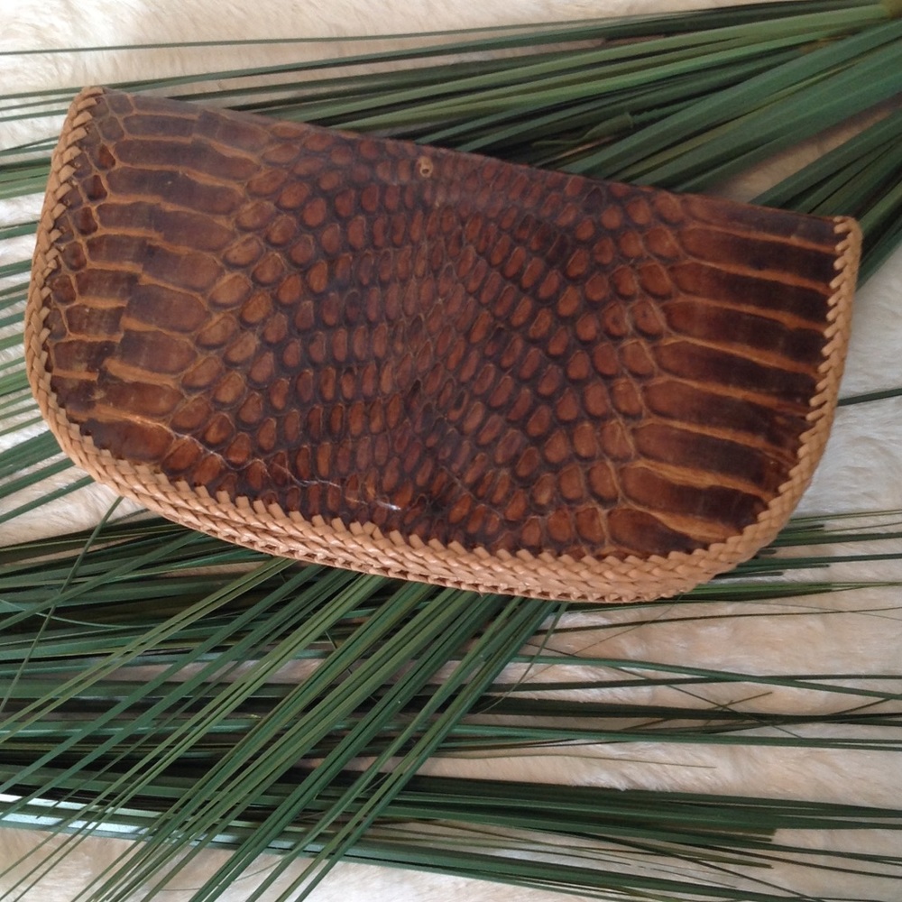 LEATHER Snake Skin Mini Clutch w/ Shoulder Strap